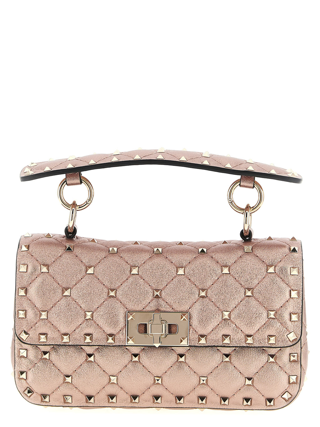 Small Laminated Nappa Leather Rockstud Spike Shoulder Bag