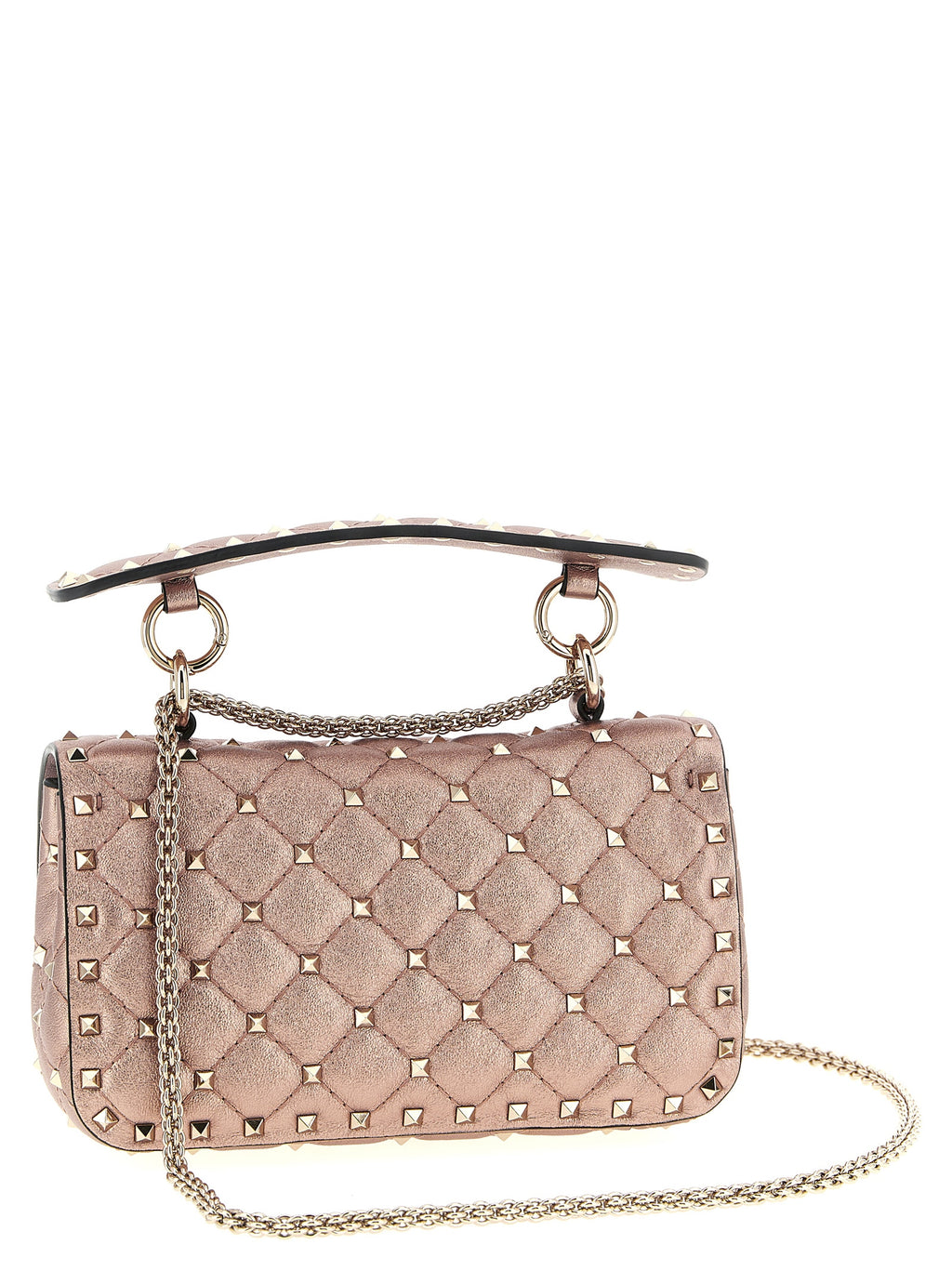 Small Laminated Nappa Leather Rockstud Spike Shoulder Bag
