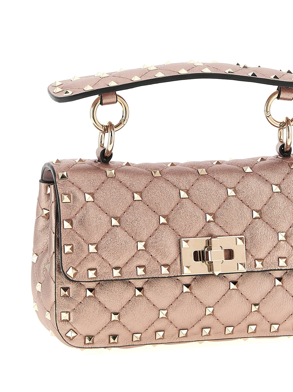 Small Laminated Nappa Leather Rockstud Spike Shoulder Bag