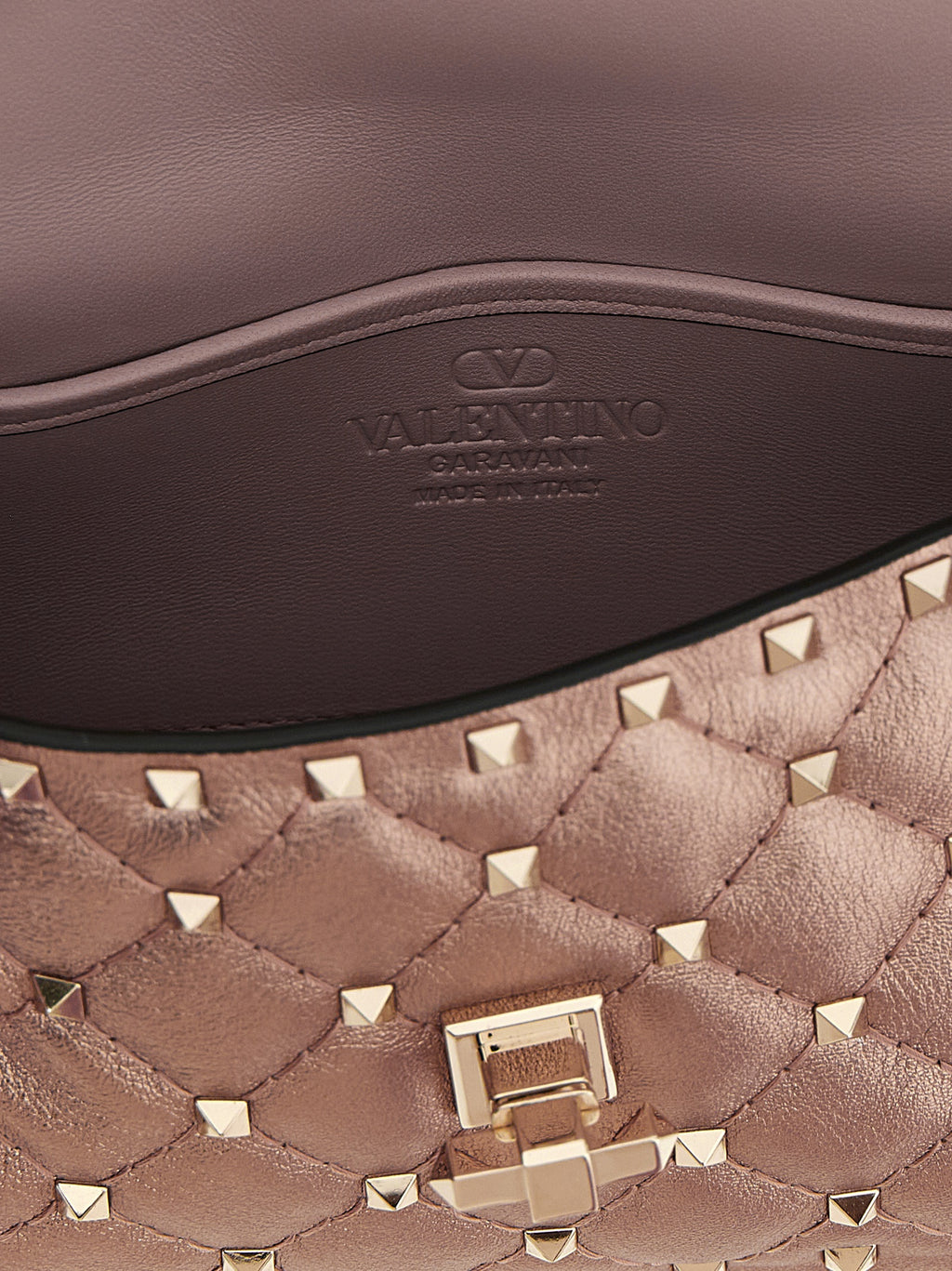 Small Laminated Nappa Leather Rockstud Spike Shoulder Bag