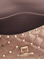 Small Laminated Nappa Leather Rockstud Spike Shoulder Bag