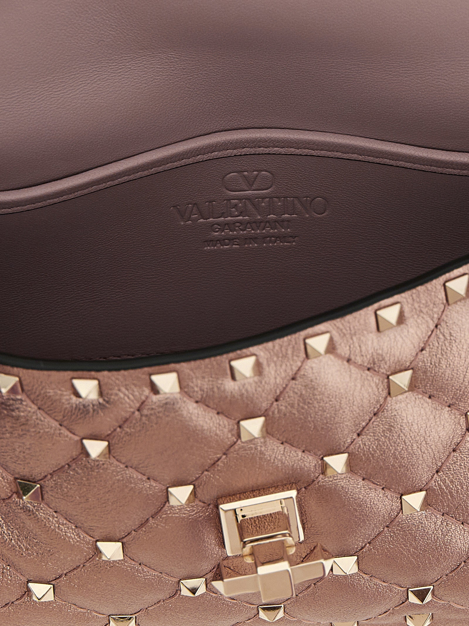 Small Laminated Nappa Leather Rockstud Spike Shoulder Bag