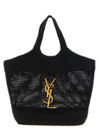 Leather Icare Raffia Tote Bag