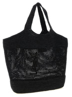 Leather Icare Raffia Tote Bag