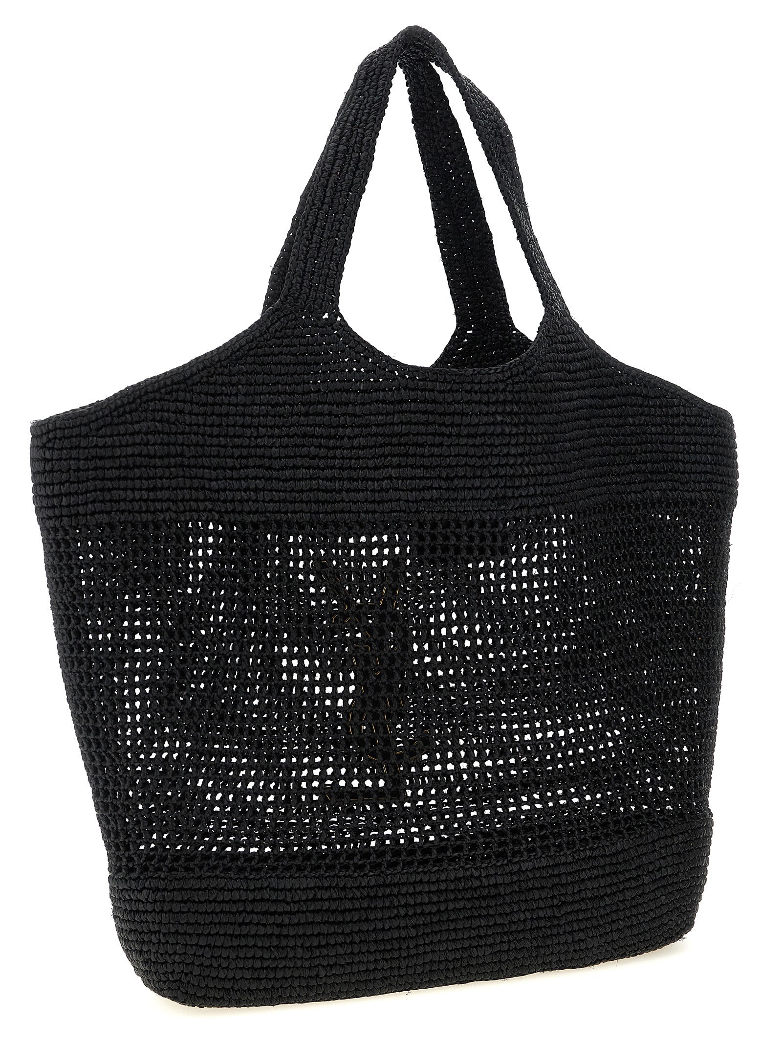 Leather Icare Raffia Tote Bag