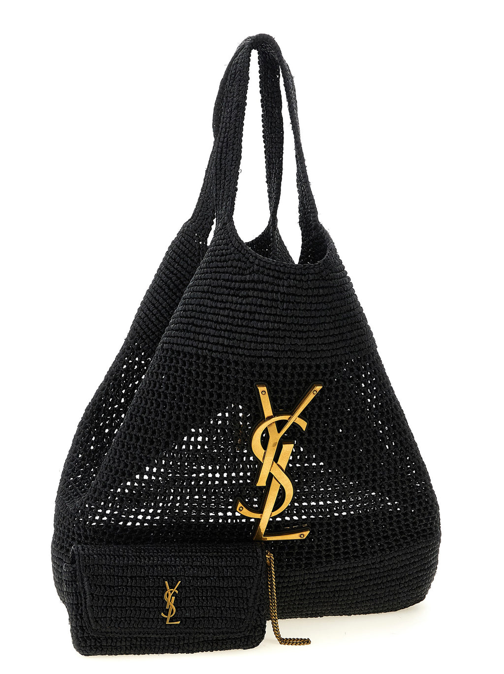 Leather Icare Raffia Tote Bag