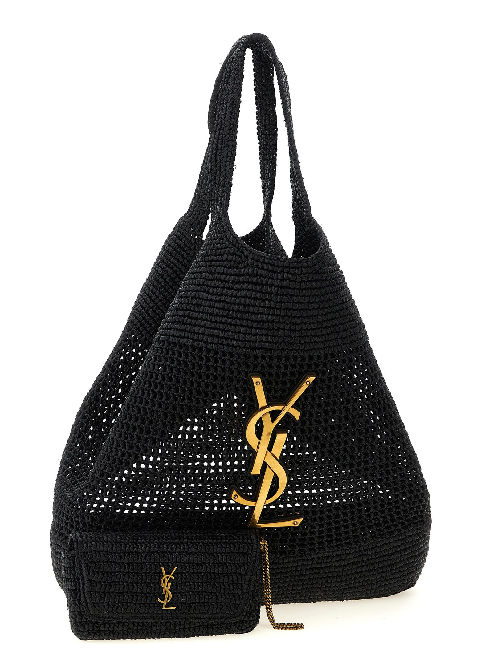 Leather Icare Raffia Tote Bag