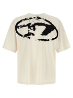 Distressed Cotton T-Shirt with Oval D Print