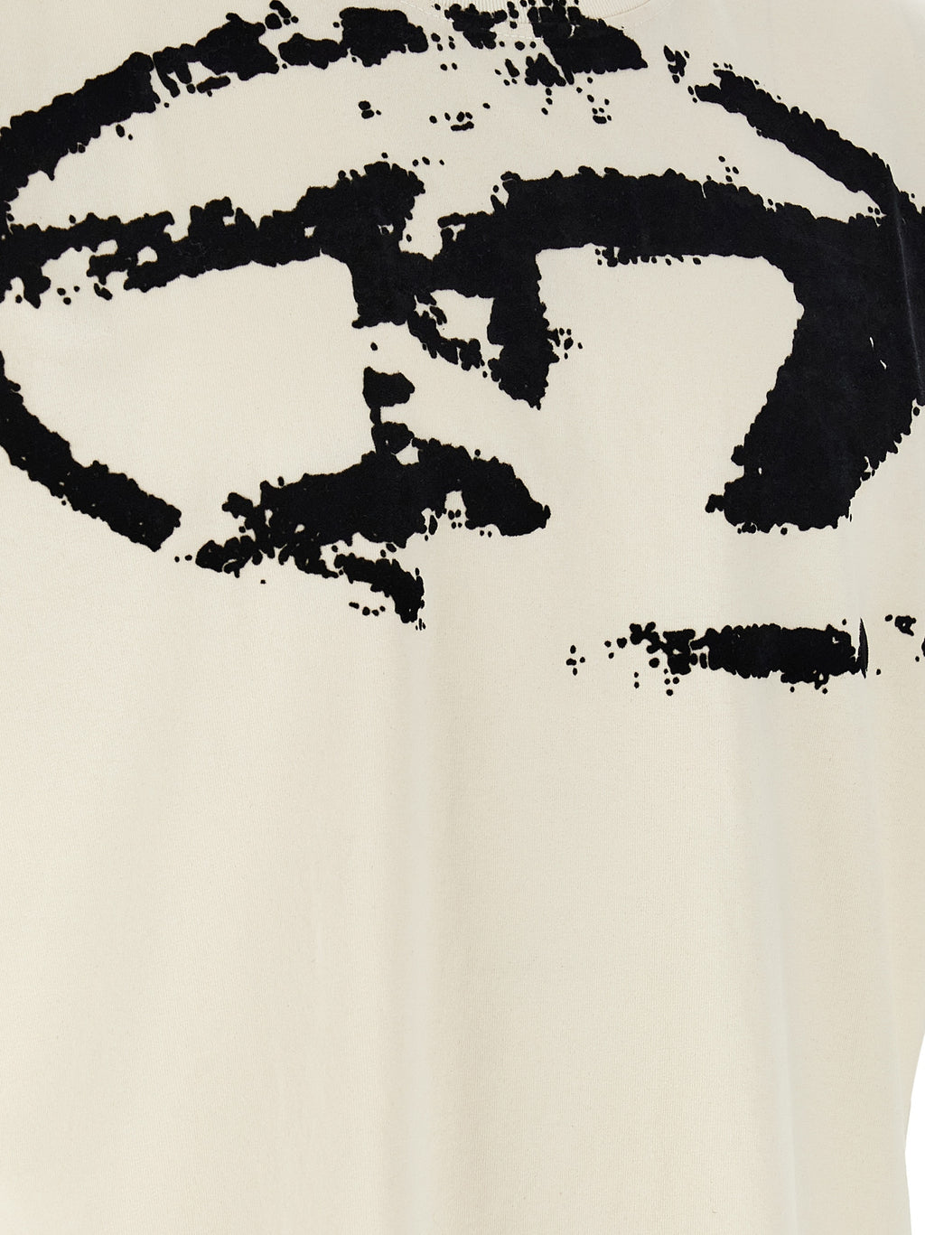Distressed Cotton T-Shirt with Oval D Print