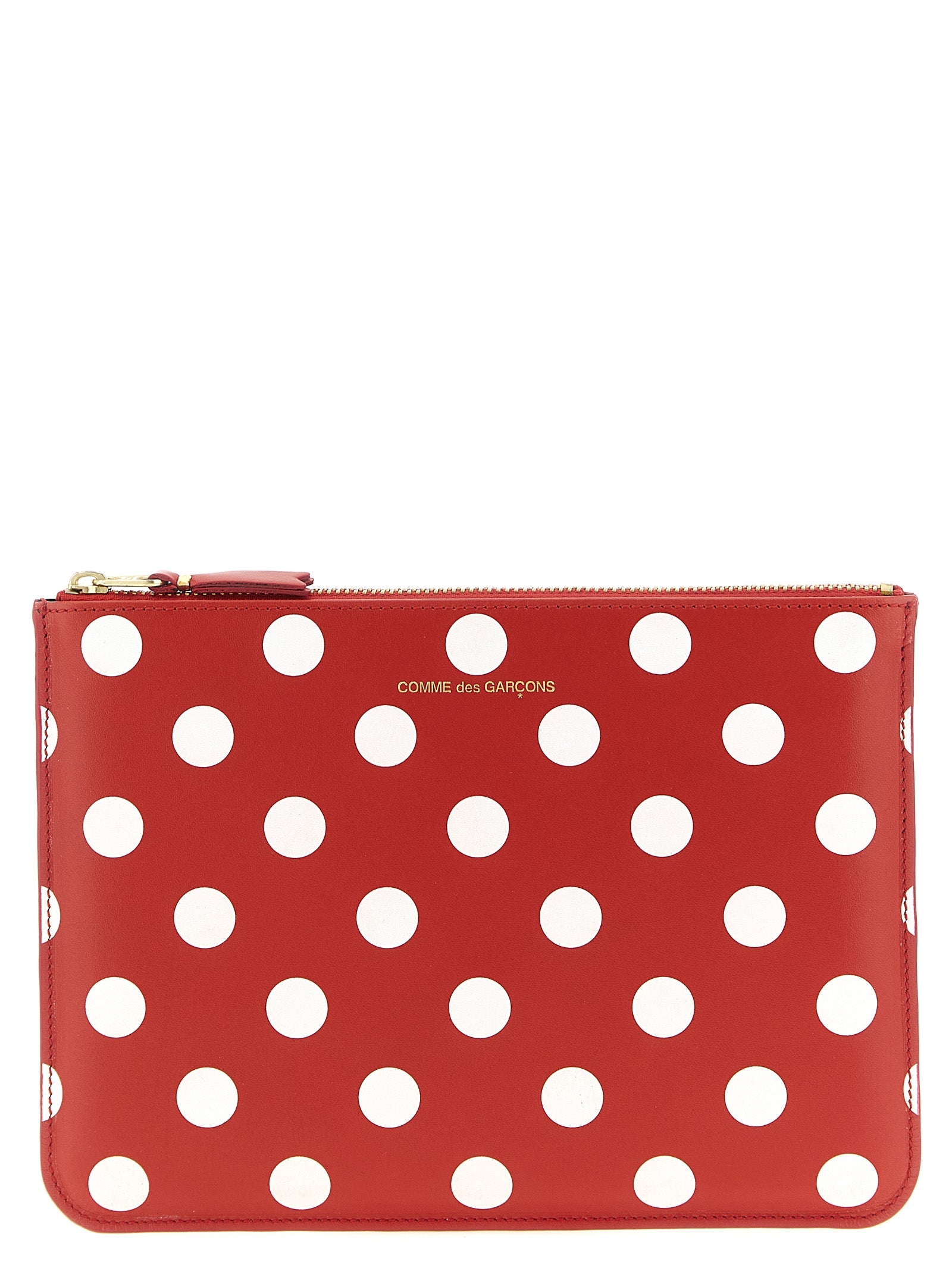 Red Calfskin Polka Dot Leather Wallet