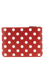 Red Calfskin Polka Dot Leather Wallet
