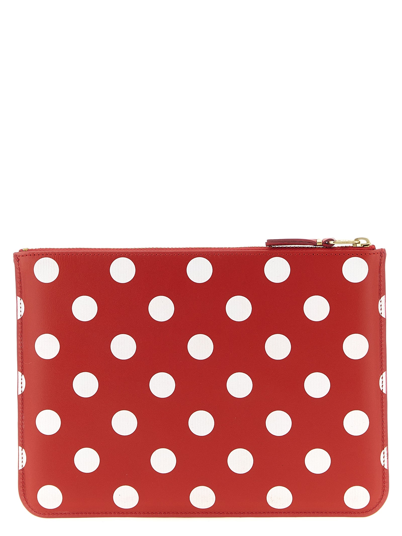 Red Calfskin Polka Dot Leather Wallet