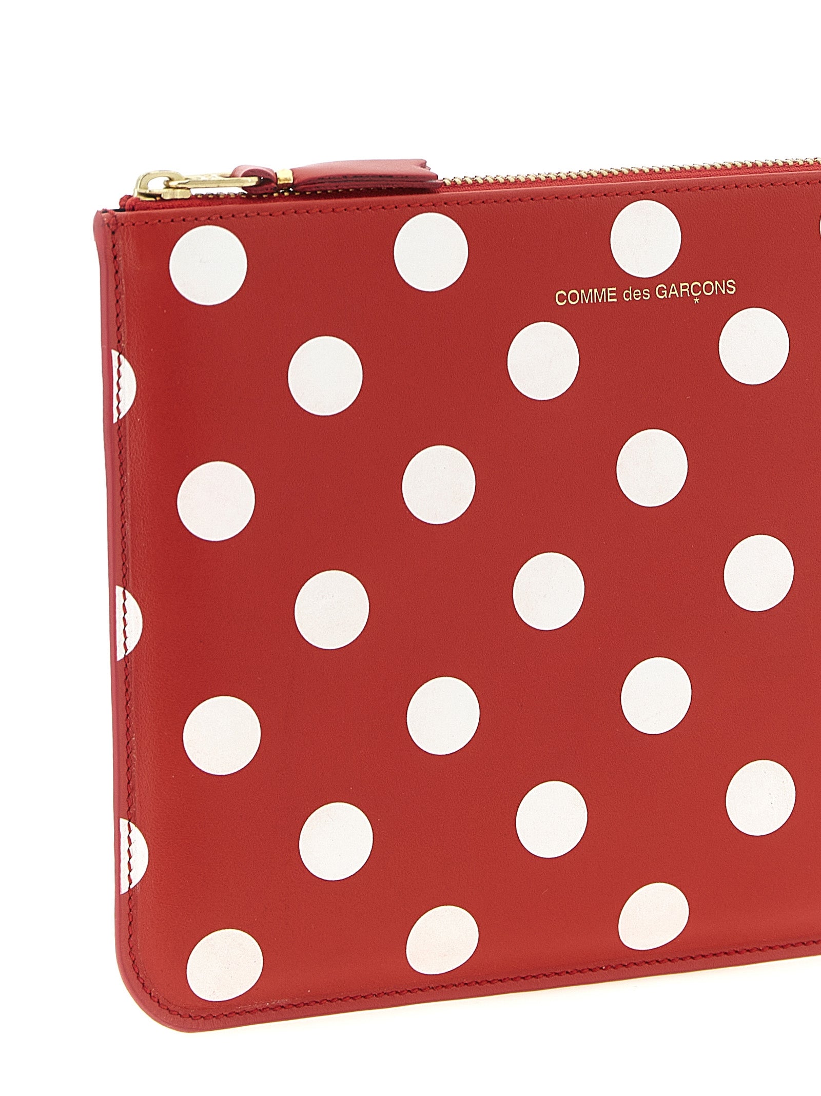 Red Calfskin Polka Dot Leather Wallet