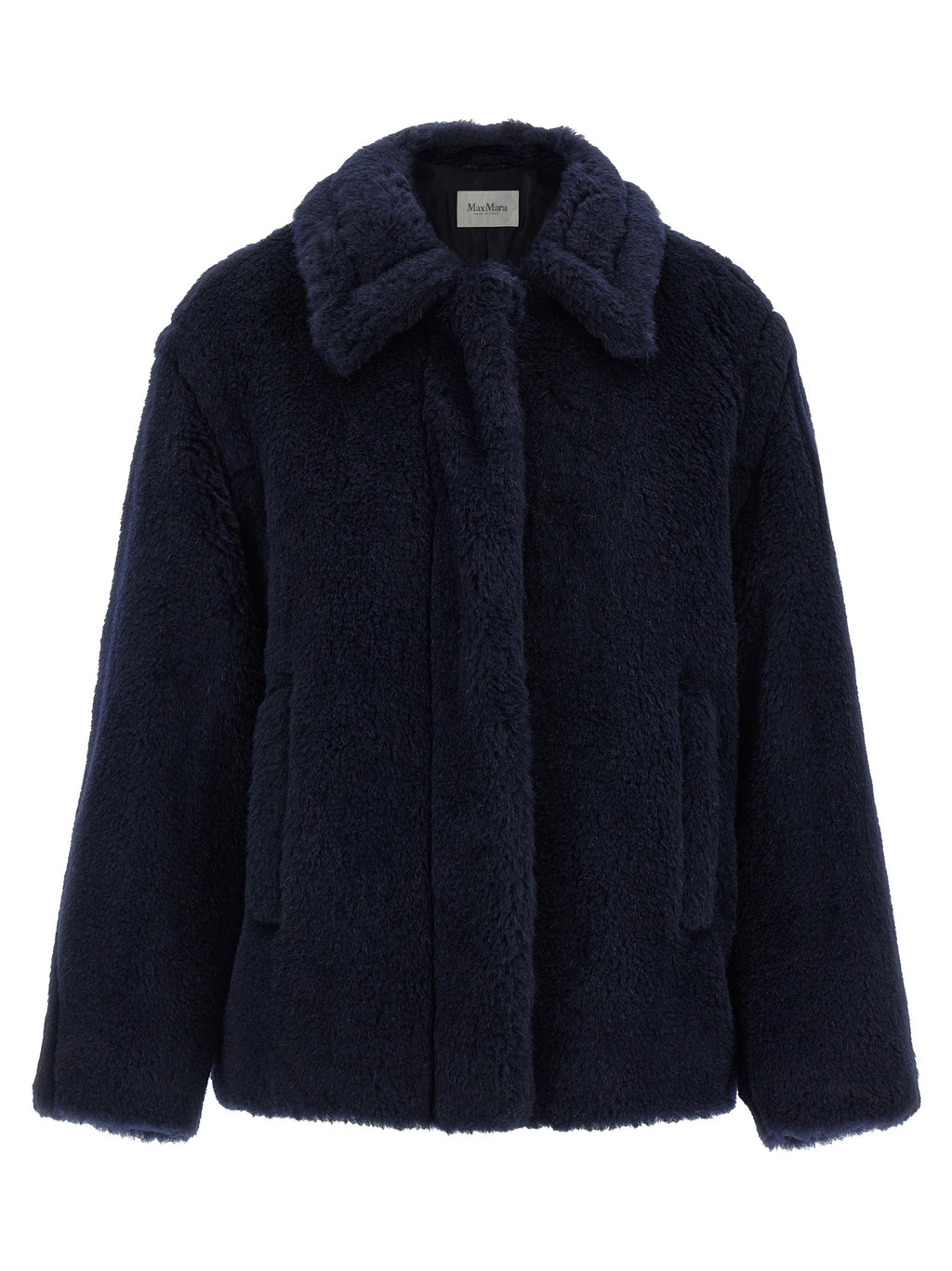 Alpaca Wool Teddy Short Coat with Monogram Silk Lining