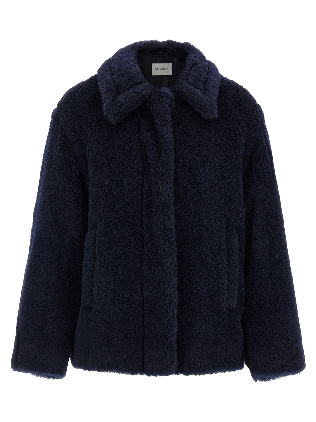 Alpaca Wool Teddy Short Coat with Monogram Silk Lining