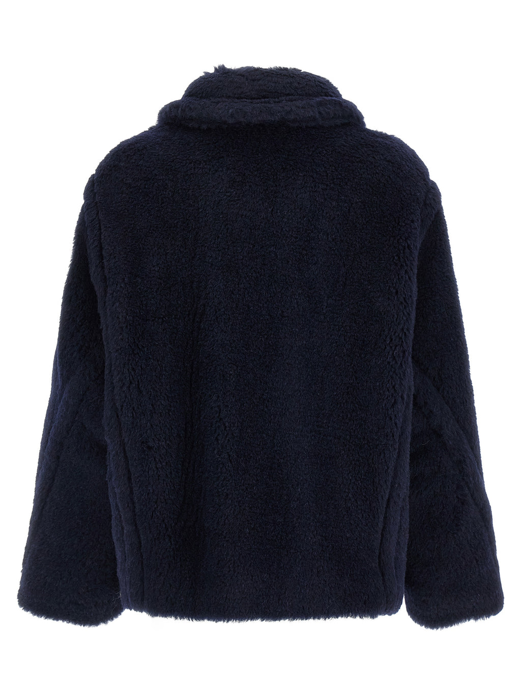 Alpaca Wool Teddy Short Coat with Monogram Silk Lining