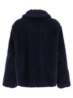 Alpaca Wool Teddy Short Coat with Monogram Silk Lining