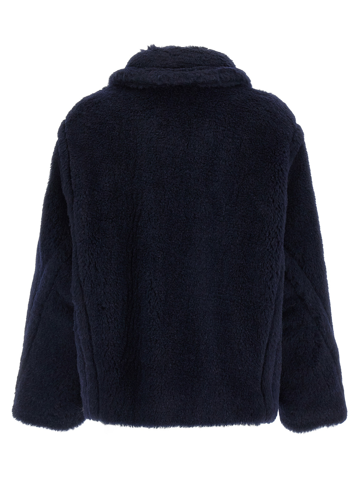 Alpaca Wool Teddy Short Coat with Monogram Silk Lining