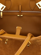 Beige Goatskin Suede Handbag