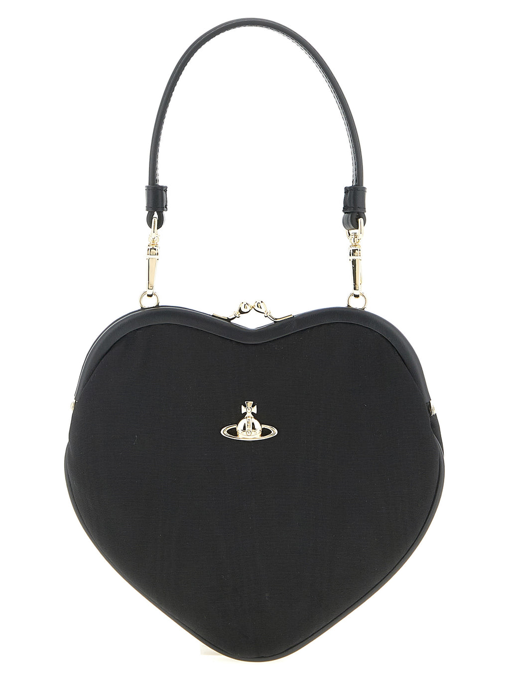 Black Viscose Belle Heart Frame Purse