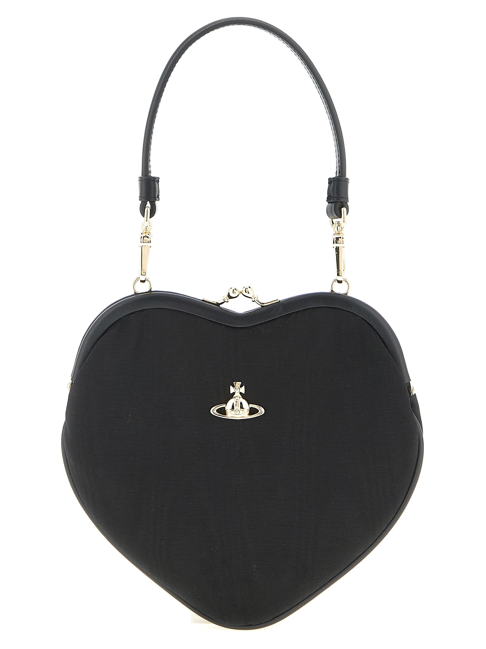 Black Viscose Belle Heart Frame Purse
