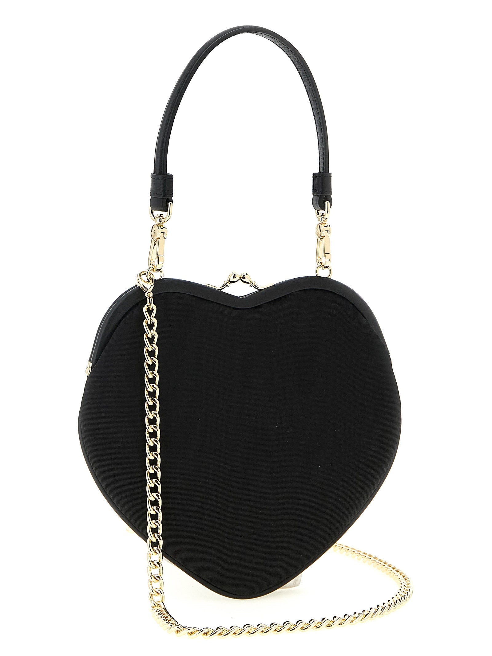 Black Viscose Belle Heart Frame Purse