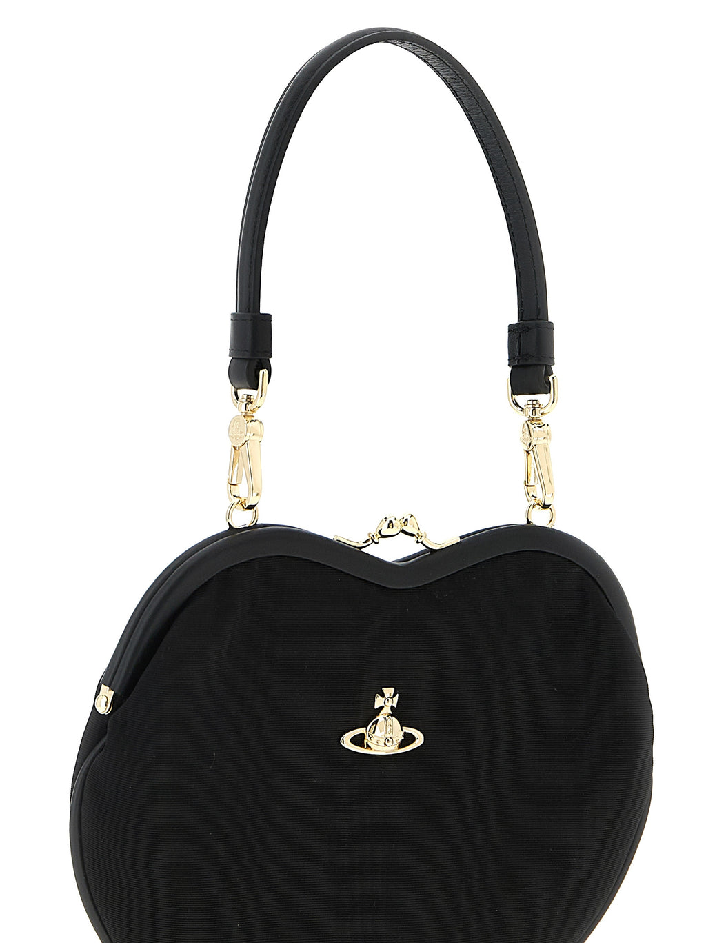 Black Viscose Belle Heart Frame Purse