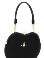 Black Viscose Belle Heart Frame Purse