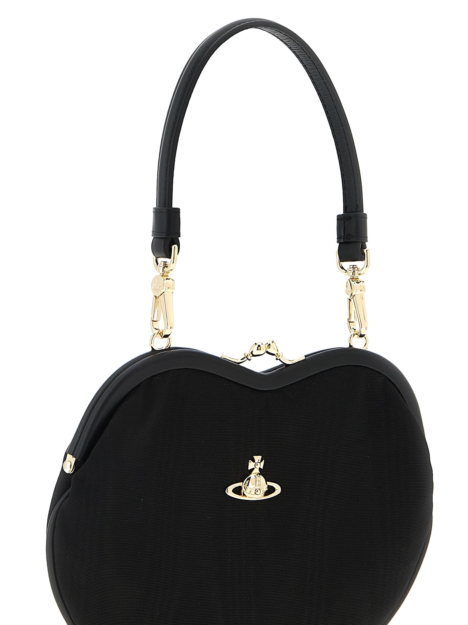 Black Viscose Belle Heart Frame Purse
