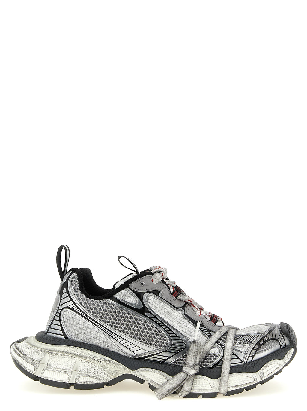 Oversized Gray Polyurethane Mesh Sneakers