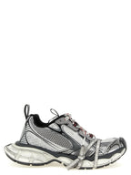 Oversized Gray Polyurethane Mesh Sneakers