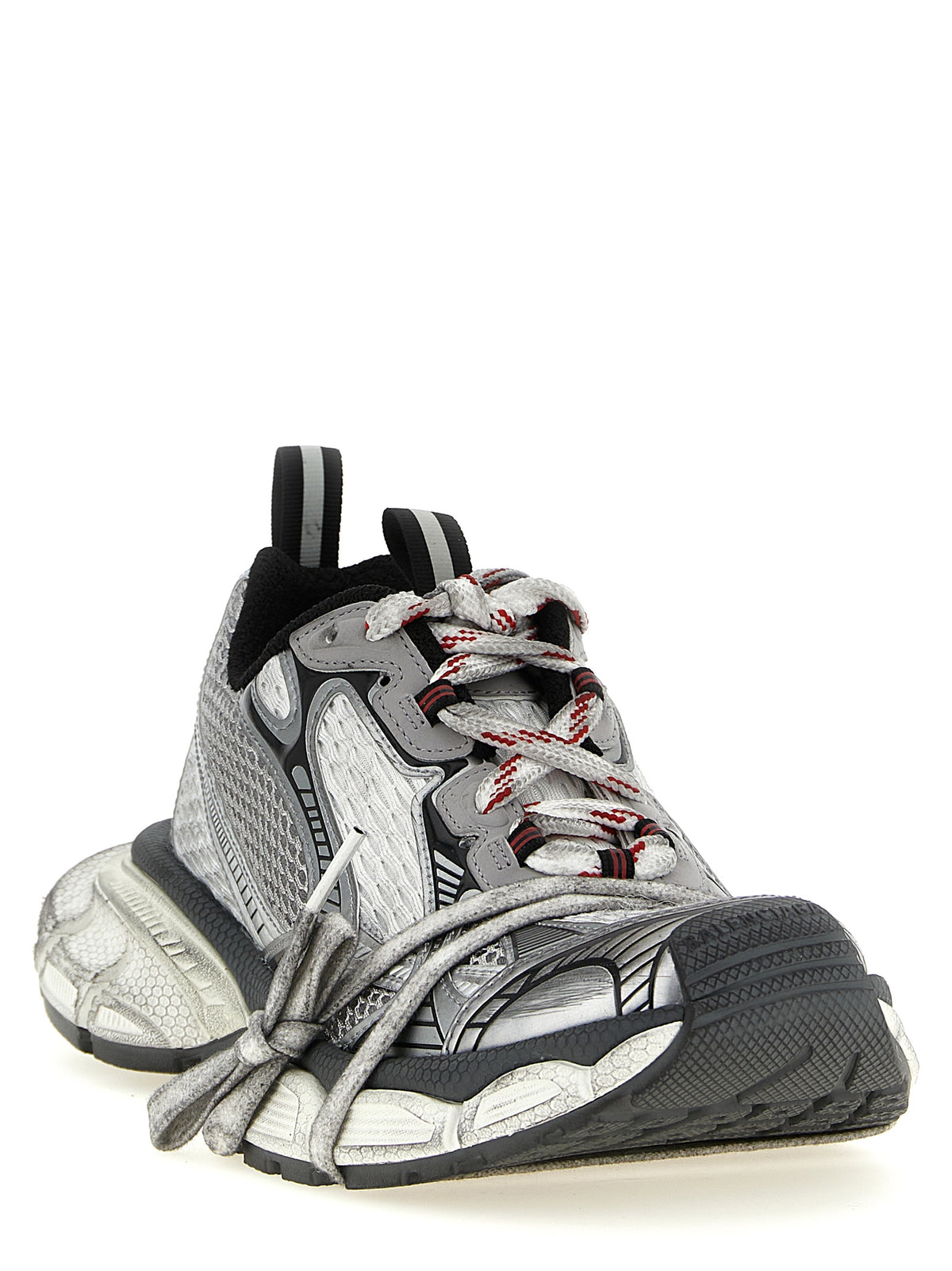 Oversized Gray Polyurethane Mesh Sneakers