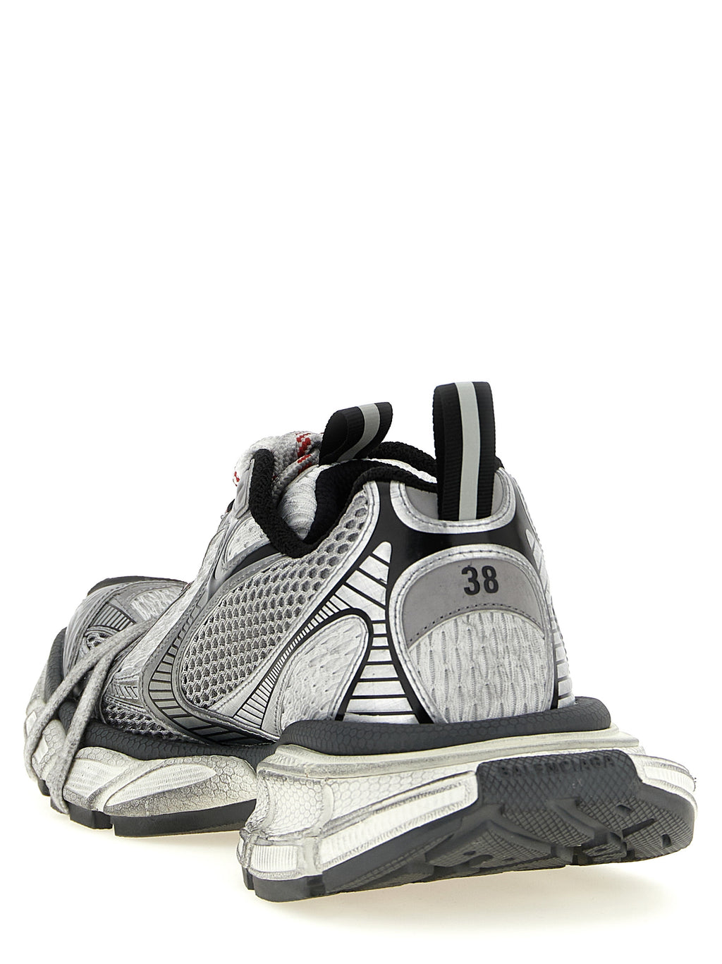 Oversized Gray Polyurethane Mesh Sneakers
