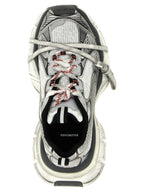 Oversized Gray Polyurethane Mesh Sneakers