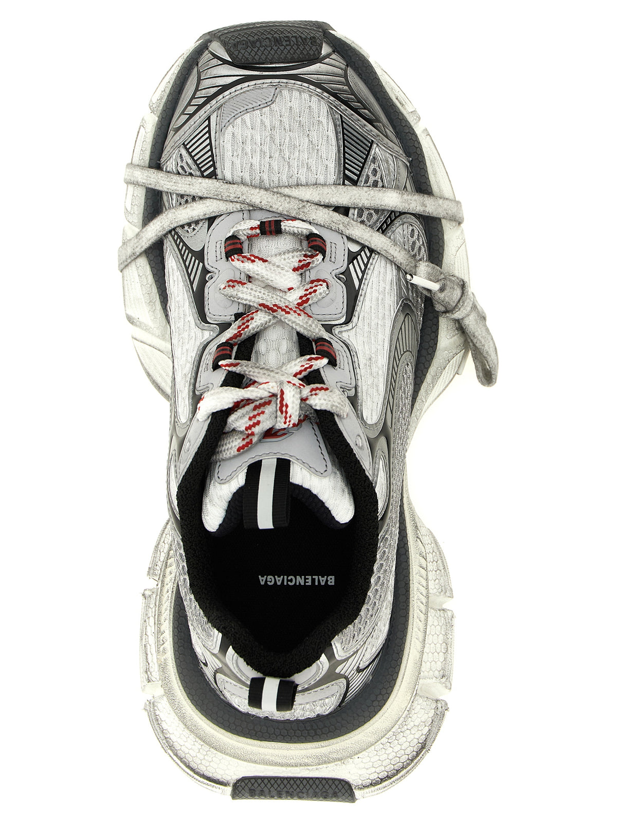 Oversized Gray Polyurethane Mesh Sneakers