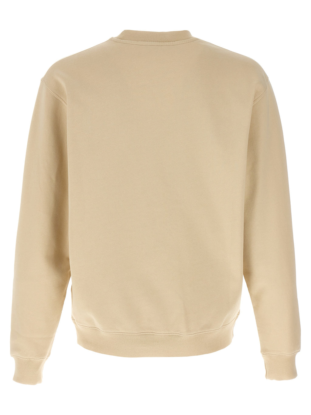 Beige Cotton Sweatshirt Grosgrain Logo Patch