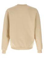 Beige Cotton Sweatshirt Grosgrain Logo Patch