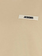 Beige Cotton Sweatshirt Grosgrain Logo Patch