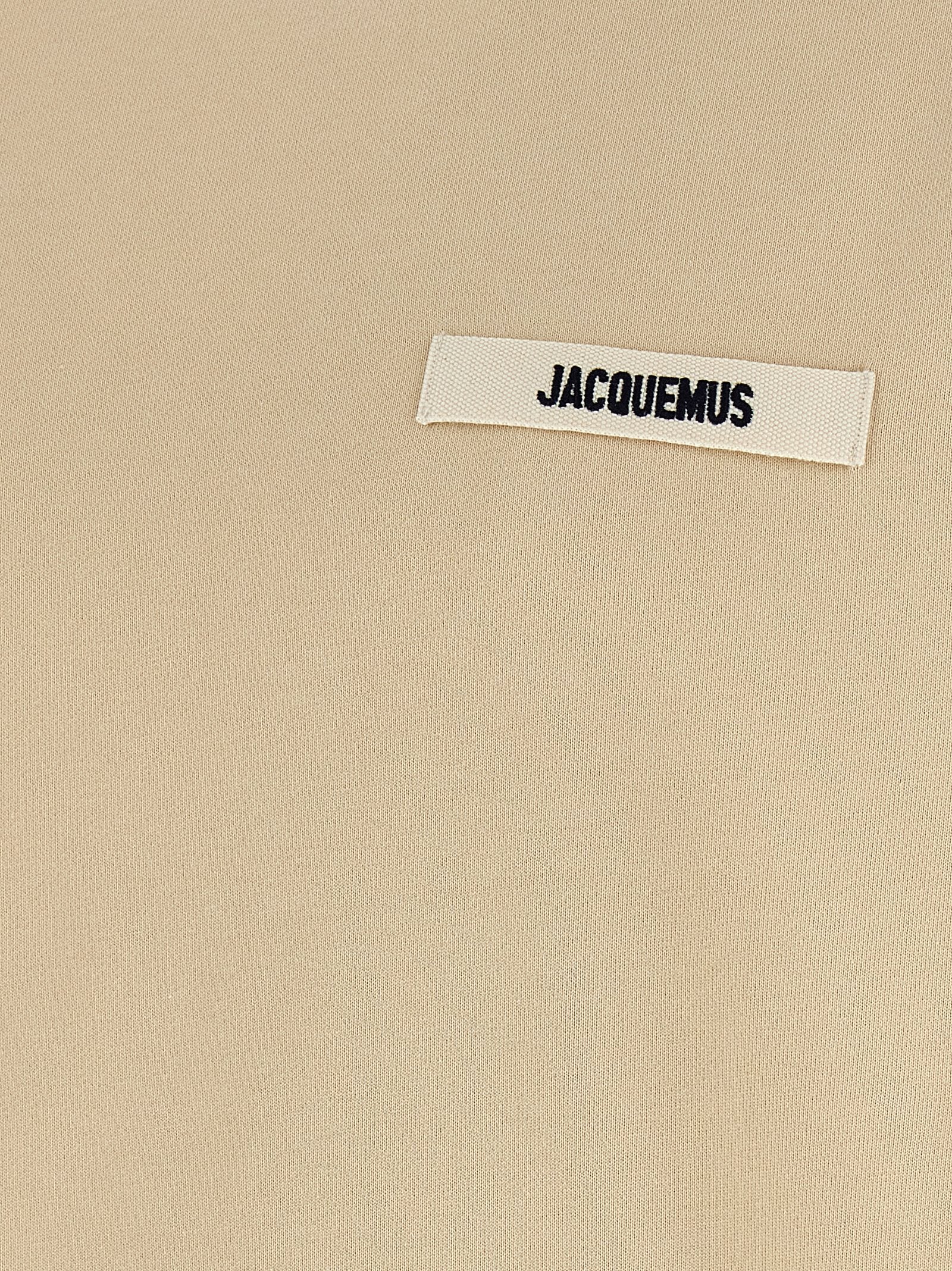 Beige Cotton Sweatshirt Grosgrain Logo Patch