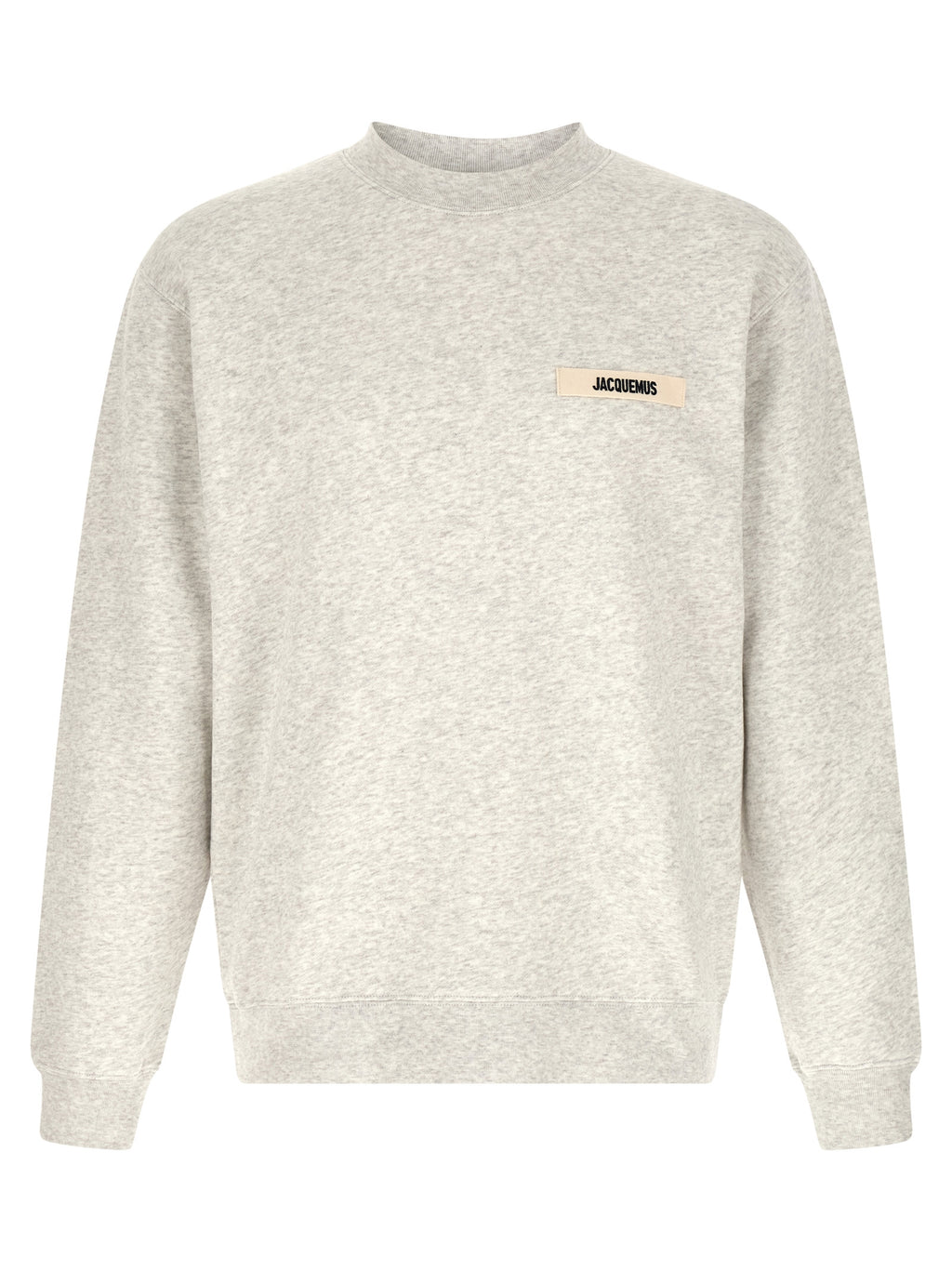 Gray Cotton Sweatshirt with Grosgrain Logo Patch