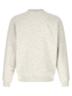 Gray Cotton Sweatshirt with Grosgrain Logo Patch