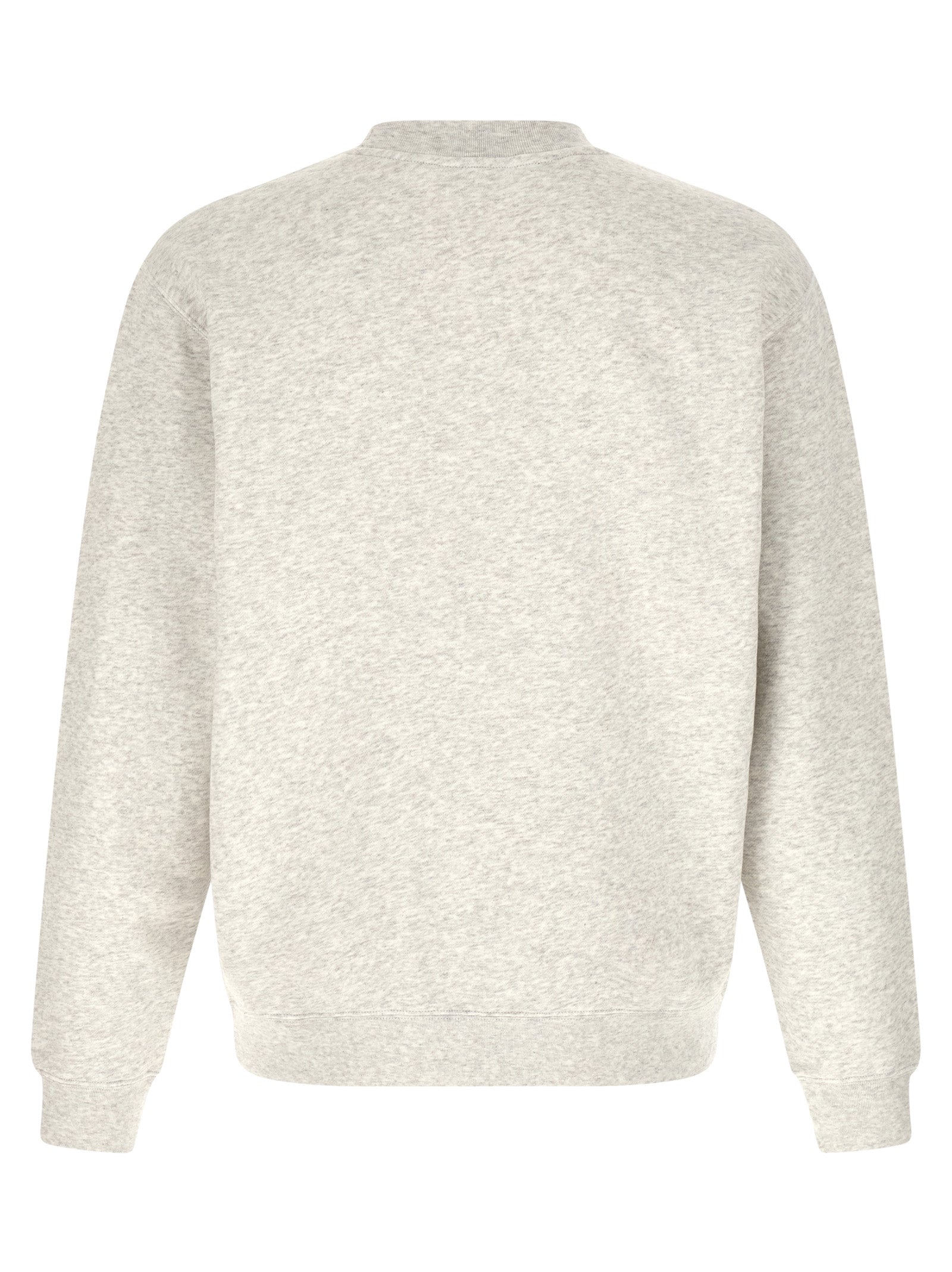 Gray Cotton Sweatshirt with Grosgrain Logo Patch
