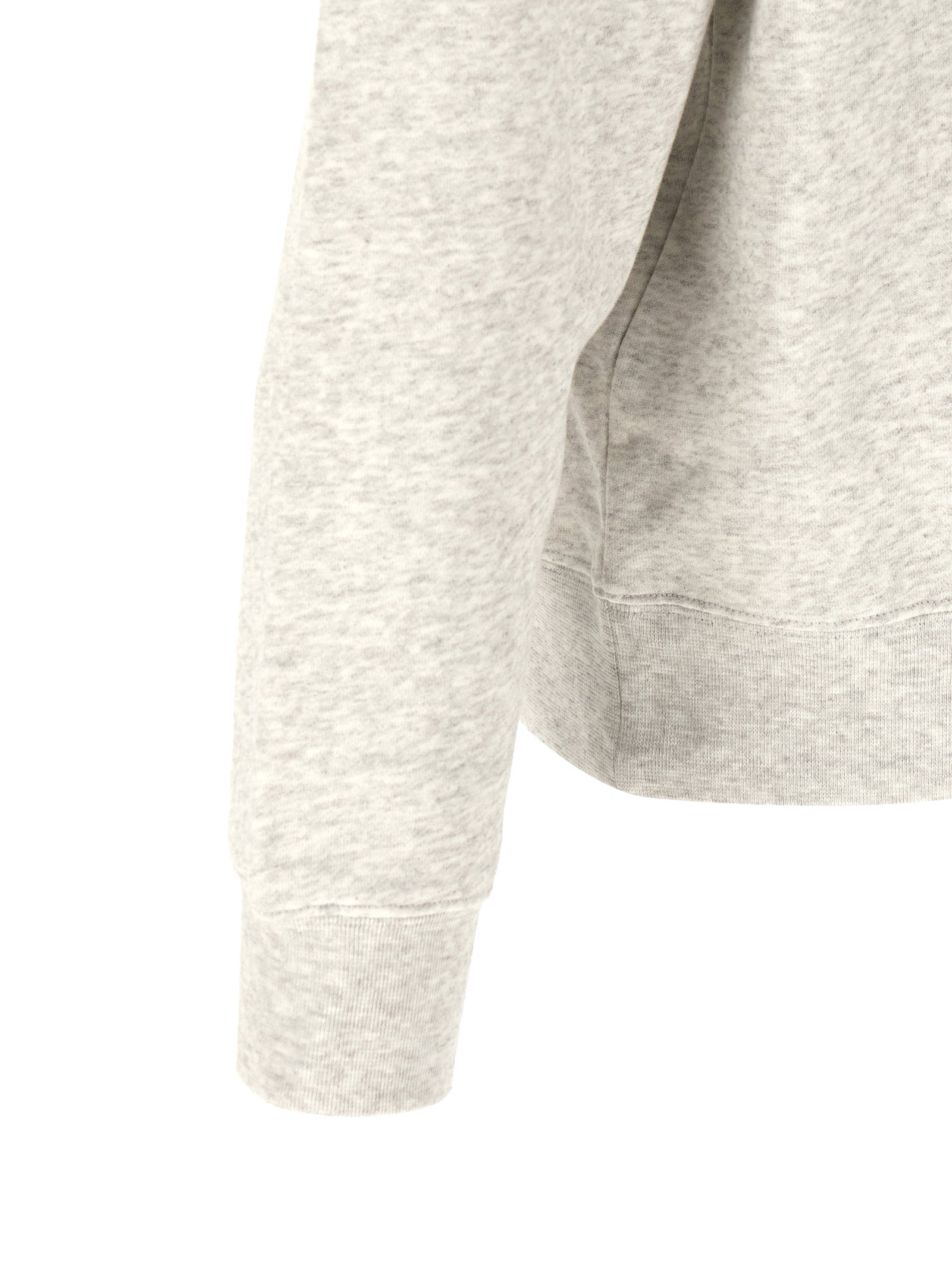 Gray Cotton Sweatshirt with Grosgrain Logo Patch