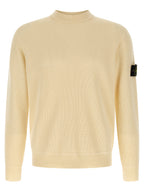 Beige Ribbed Cotton Crewneck Cardigan