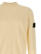 Beige Ribbed Cotton Crewneck Cardigan
