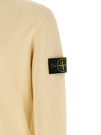 Beige Ribbed Cotton Crewneck Cardigan