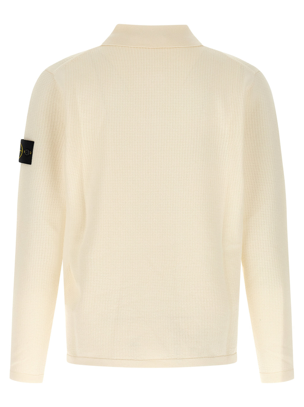 Beige Organic Cotton Long Sleeve Polo Shirt