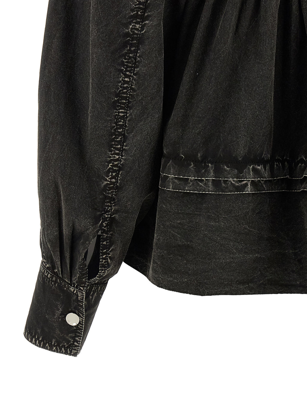 Black Washed Frill Organic Cotton Blouse