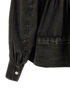 Black Washed Frill Organic Cotton Blouse