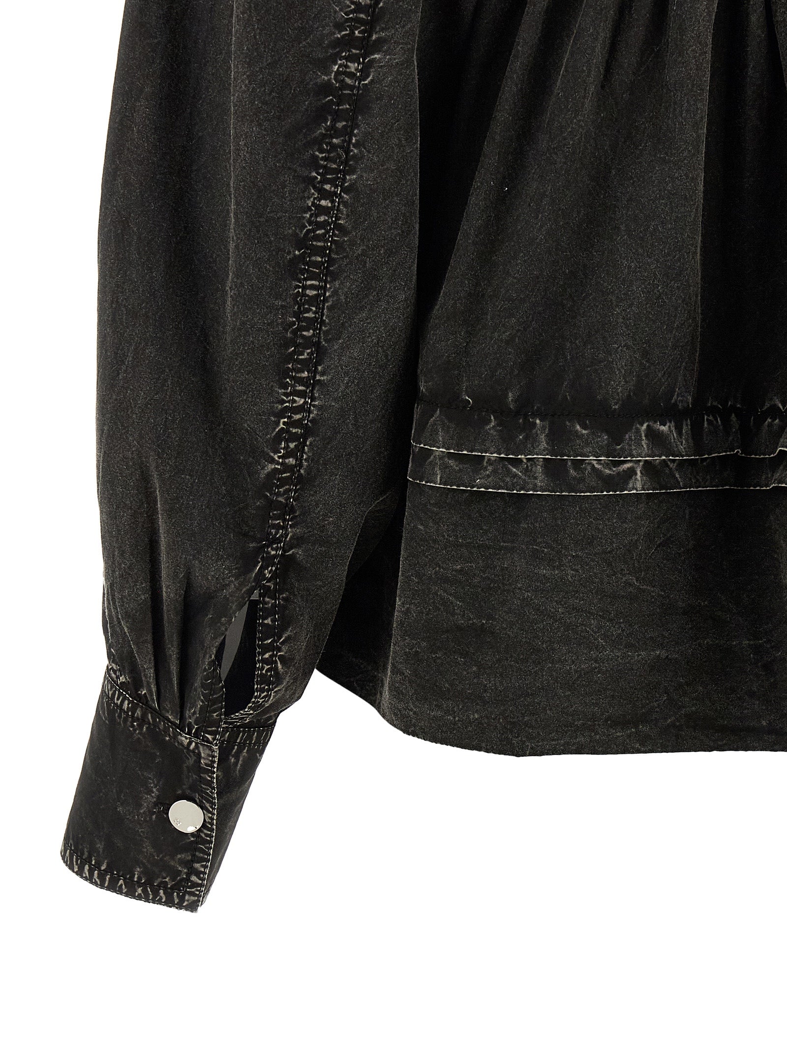 Black Washed Frill Organic Cotton Blouse